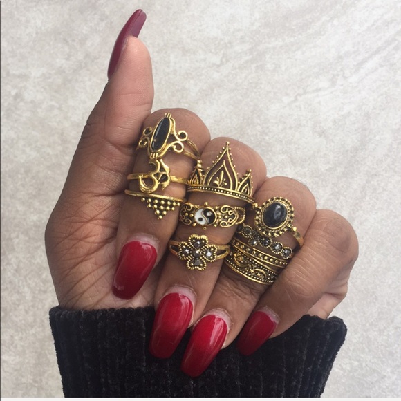 10 pc Bohemian Ring Set - Picture 2 of 6